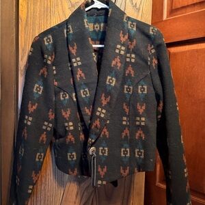 Southwestern Black Patterned Wool Jacket
